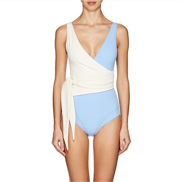 Lisa Marie Fernandez Other - LISA MARIE FERNANDEZ**Blue/White Louise Wrap One-Piece Swim**Size 3;Large $550